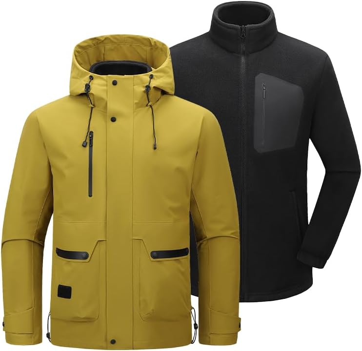 Unisex Waterproof 3 In 1 Ski Coat,Windbreaker Snow Coat Winter Jacket,Fleece Coat