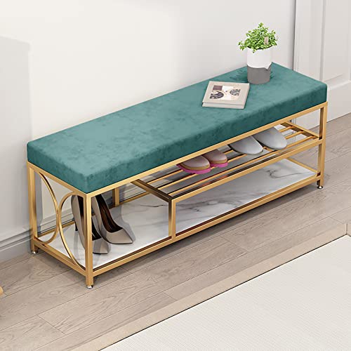 Banc à chaussures couloir velours vert meuble de rangement entrée 60 cm