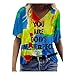 YANFANG Camiseta de Verano de Manga Corta con Estampado de Pintura Abstracta con Cuello en V para Mujer,Ropa de Salón para Damas Ropa Informal de Primavera y Verano,, 3XL,Multicolor