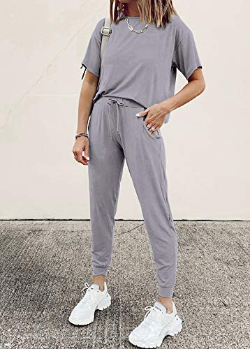 PRETTYGARDEN Women's Two Piece Sets 2025 Summer Spring Jogger Pants Travel Vacation Lounge Outfits Airplane Matching Clothes