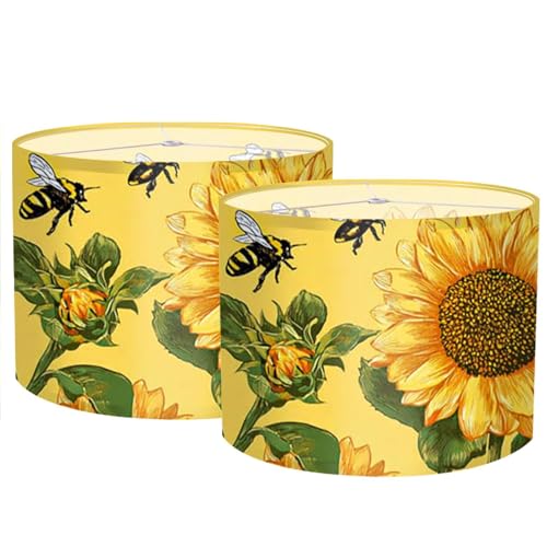 Image of Nuxovilar Lamp Shades Set of 2, 13 inch Top x 13 inch Bottom x 10 inch High (Spider) | Table lamp shades vibrant floral design living room bedroom covers light accessories (Floral)