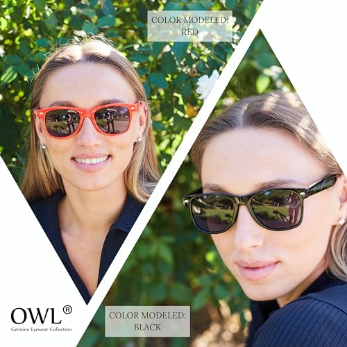 OWL 3 Pack Women’s and Men's Sunglasses UV Protected Retro Smoke Lens, Womens Trendy Cool Shades Colored Plastic Frames4