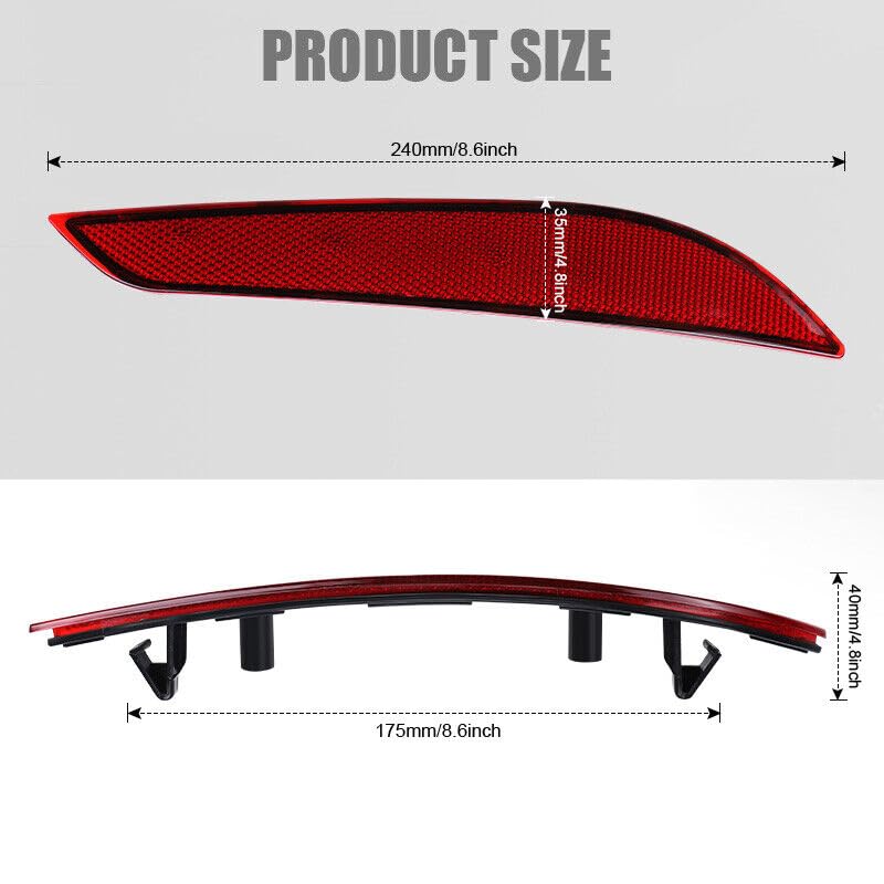 Image of Rear Bumper Reflector Light for Chevrolet Cruze 2016 2017 2018 2019 (Left (Driver) Side)