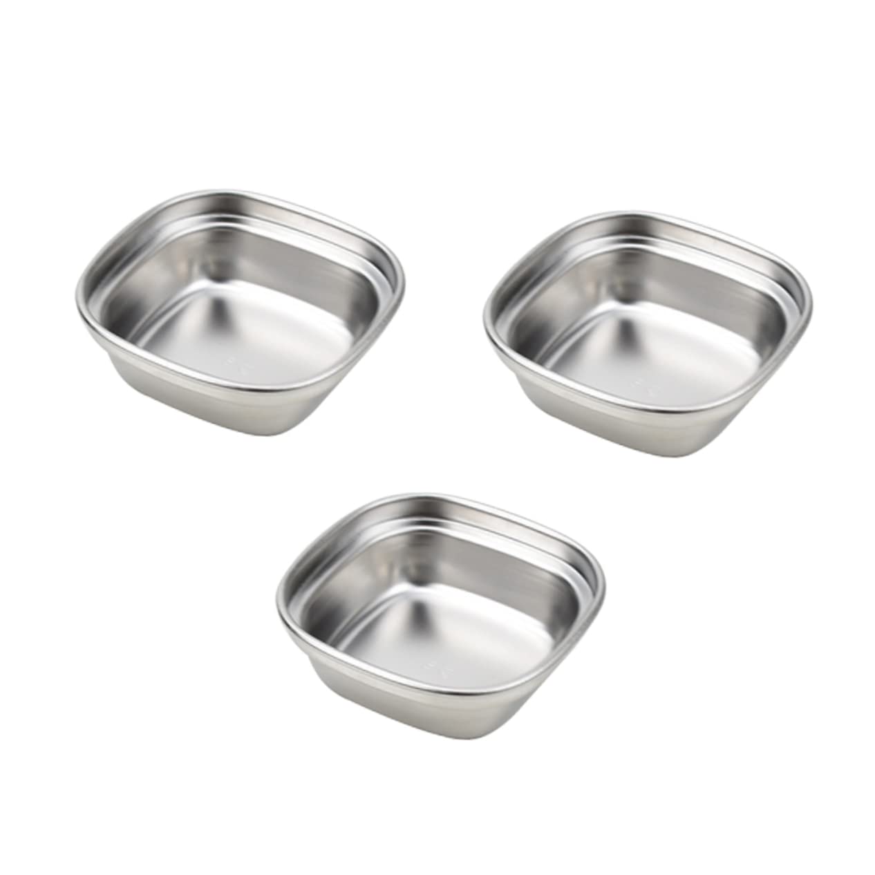 MUSISALY 3pcs Seasoning Dish Steel Sauce Cup To Go Plates with Lids Condiments Serving Container Platters Serving Plates Ingredient Sushi Dipping Bowls Hot Pot Dipping Bowl Silver re-usable