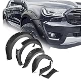 JHCHAN Wheel Arches For Ford Ranger 2019-2022 T8 Wide Wheel Arch Extension Kits Fender Flares Body Styling Rivet Trim Fitting 28MM Extra Tyre Coverage (Wildtrak Limited XLT XL Stormtrak Wolftrak)