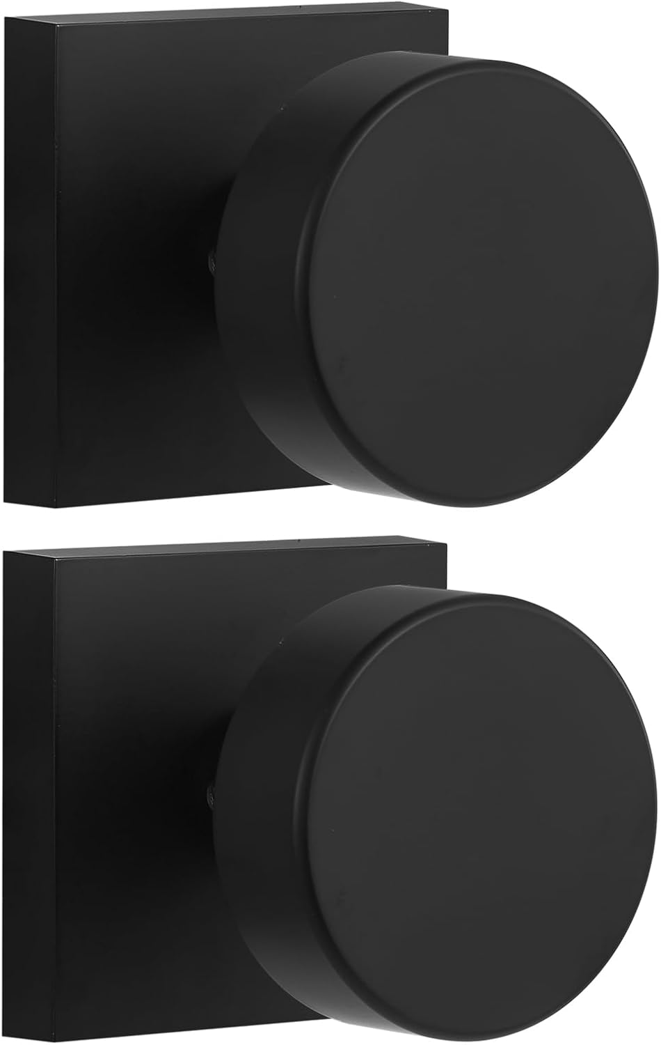 2 Pack Matte Black Dummy Door Knob Interior, Black Interior Door Knobs for Closet Doors and Double French Doors, Square Modern Dummy Door Handle, Heavy Duty Design Dummy 2 Pack-Metal Matte Black