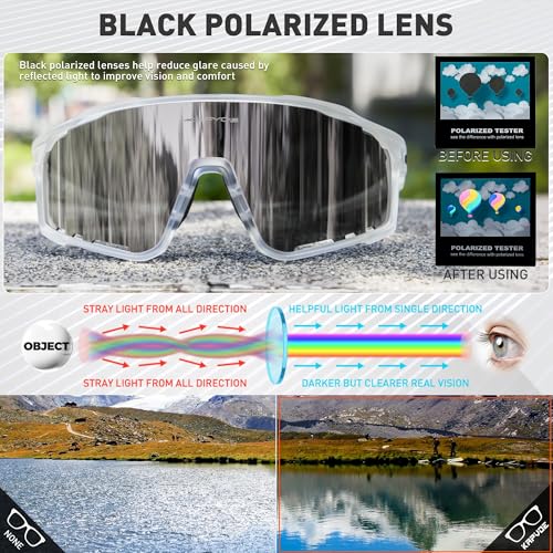 Image of KAPVOE 3 Lens & Polarized Cycling Sunglasses Men Women MTB Running K76 | 3-lens and polarized sports eyewear for men and women, designed for cycling, MTB, running and fishing