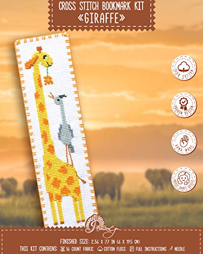 Image of Povitrulya Counted Cross Stitch Kit - DIY Kits for Adults Or Kids - Funny Embroidery Bookmark - Easy to Use - Craft Collection - Giraffe