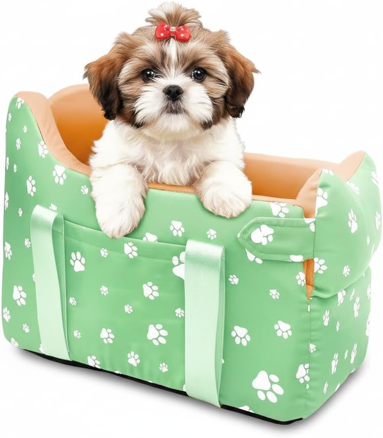 Detachable Booster Car Seat for Small Dogs Under 15lbs with Storage – Green Detachable Booster Car Seat for Small Dogs Under 15lbs with Storage – Green