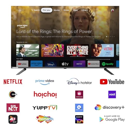 Image of Toshiba 80 cm (32 Inches) HD Ready Smart QLED Google TV | 30W Powerful Speaker | Super Bright Panel | Dolby Audio | HDR 10 | Voice Control | 32E38RP (Black)