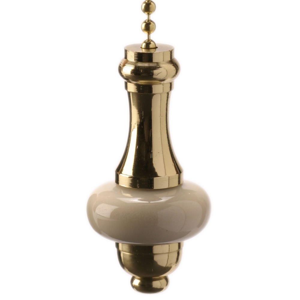 ElekTek Bathroom Light Pull Chain – Polished Brass & White Ceramic Disc ...
