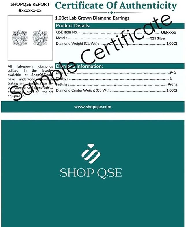 Certified Lab Grown Diamond Studs Earrings 925 Sterling Silver & 14K Gold Plated 4 Prong Push Back Hypoallergenic Jewelry Gift Box Packaging (1.00-3.00 Carat, F-G Color, SI1 Eye Clean Clarity) - Image 6