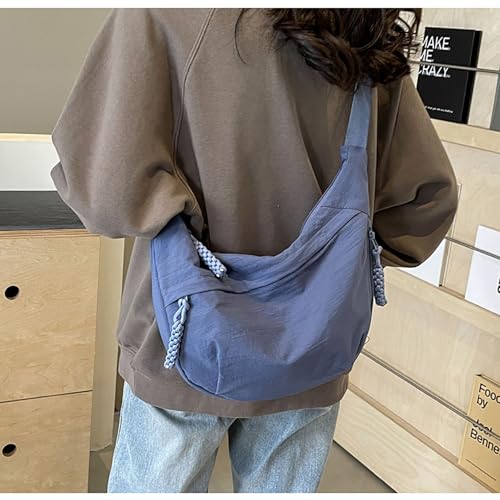 Image of Crescent Shoulder Bag Nylon Crossbody Bag for Women Nylon Hobo Bags Slouchy Sling Purse Dumpling Bags