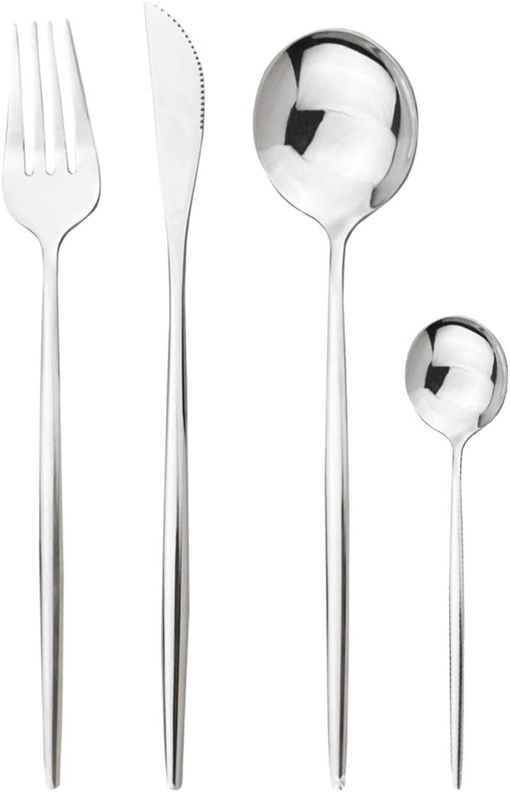 Dish set,Silverware Flatware Set, 8 Pieces Stainless Steel Cutlery Set 4 Piece Giftting Box Set Stainless Steel Cutlery Fork Knife Spoon Set Giftting Box(Rainbow)