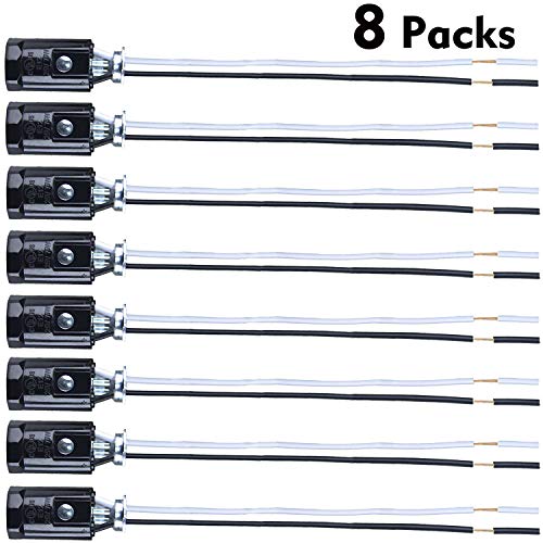 8 Packs E12 Lamp Holder, Candelabra Base Light Sockets with 6 Inch Wire