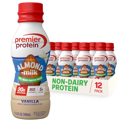 Premier Protein Non-Dairy Plant Based Almondmilk Protein Shake, Vanilla, 20g Protein, 5g Sugar, 11.5...