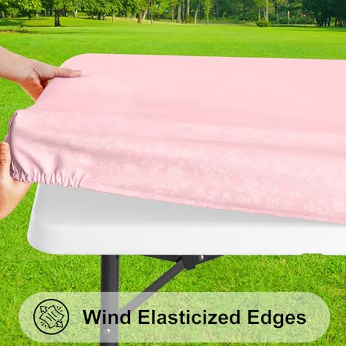 Image of Smiry Heavy Duty Vinyl Fitted Tablecloths for 8 Foot Rectangle Tables
