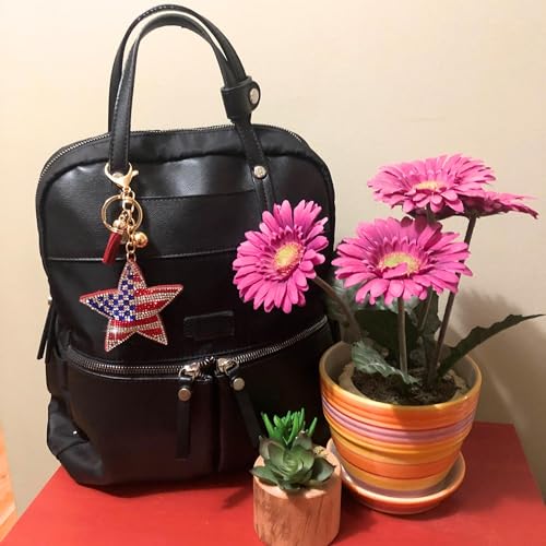 Popfizzy Rhinestone American Flag Keychain for Women, Bling Star Keychain, Purse Charms for Handbags, Cute Gifts4