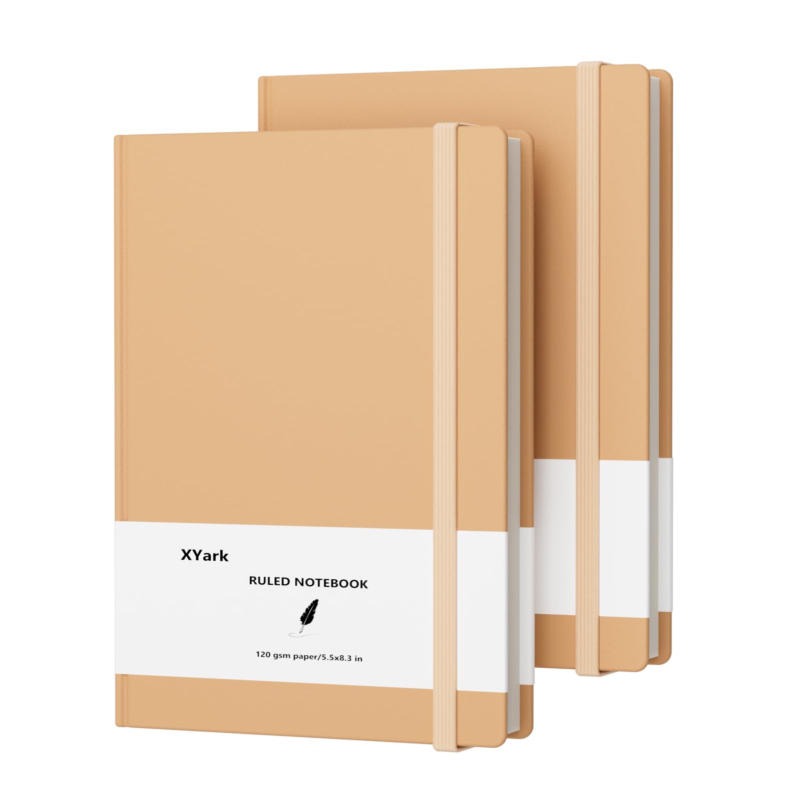 XYark A5 Line Kraft Notizbuch Journals Bulk, College liniert, Hardcover, Schreibunterricht, Zusammensetzung Notizbücher mit liniertem Papier, 2 Stück, 120 gm², 102 Blatt, 14 x 21,1 cm,
