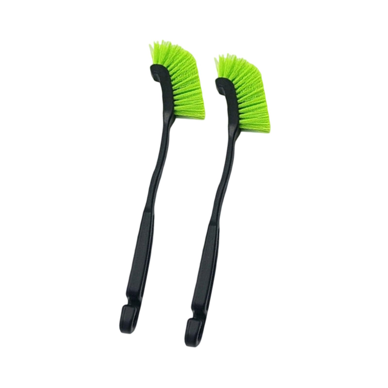 Hsioluted Green 2Pcs Car Wheel Tire Brush Curved Head Flexible Truck Wheel Hub Wash Detail Cleaning Brushes Cleaner Hand Tool Tire Brush