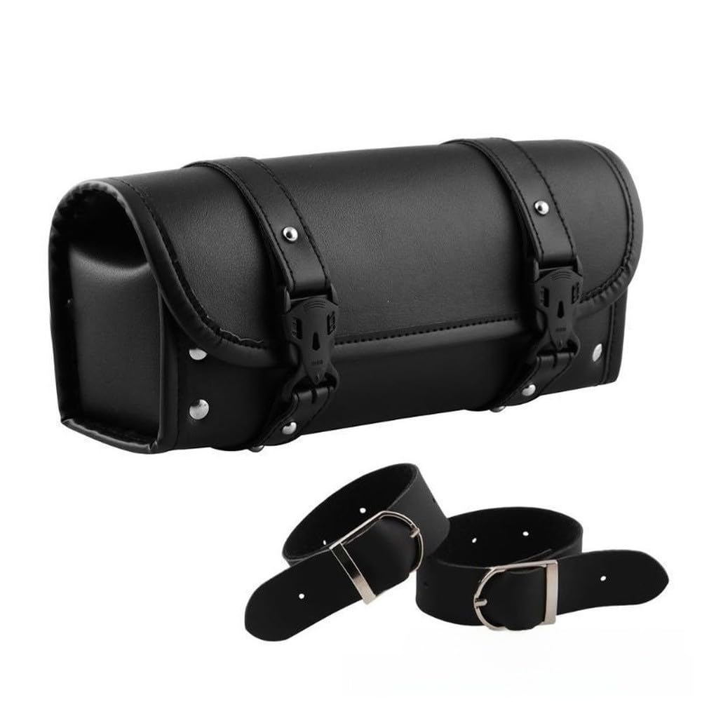 Borsa porta attrezzi anteriore e posteriore per moto, compatibile con la maggior parte dei modelli, fibbia a sgancio rapido, 30 cm x 10 cm x 11,5 cm, in poliuretano, impermeabile, nero