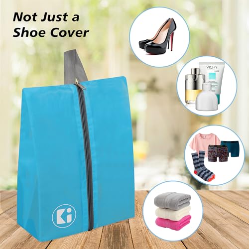 Image of Kuber Industries Pack of 9 Travel Organizer | Travel Carrying Bag | Toiletry Pouch with Zipper | Shoe Cover for Travel-Hiking-Adventure | Multipurpose Storage Organizer Bag | Sky Blue