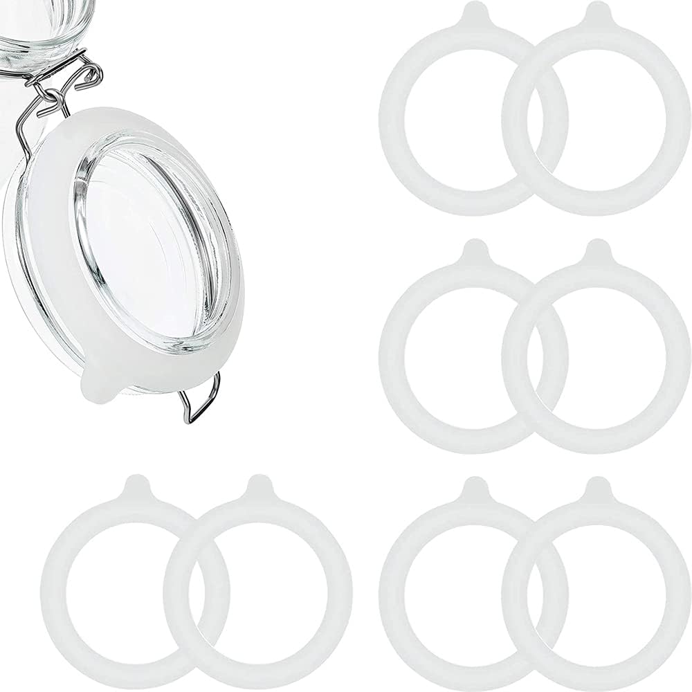 ELECDON Silicone Jar Gaskets, 8 Pieces Replacement Silicone Seals Airtight Silicone Gasket Sealing Rings for Regular Mouth Canning Jar 3.75 Inches (White)