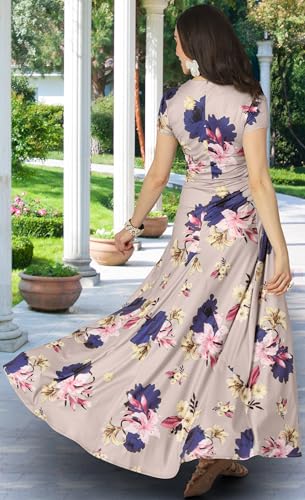 Image of KOH KOH Womens Long Flowy Cap Sleeve Empire Waist Cocktail Maxi Dress Gown