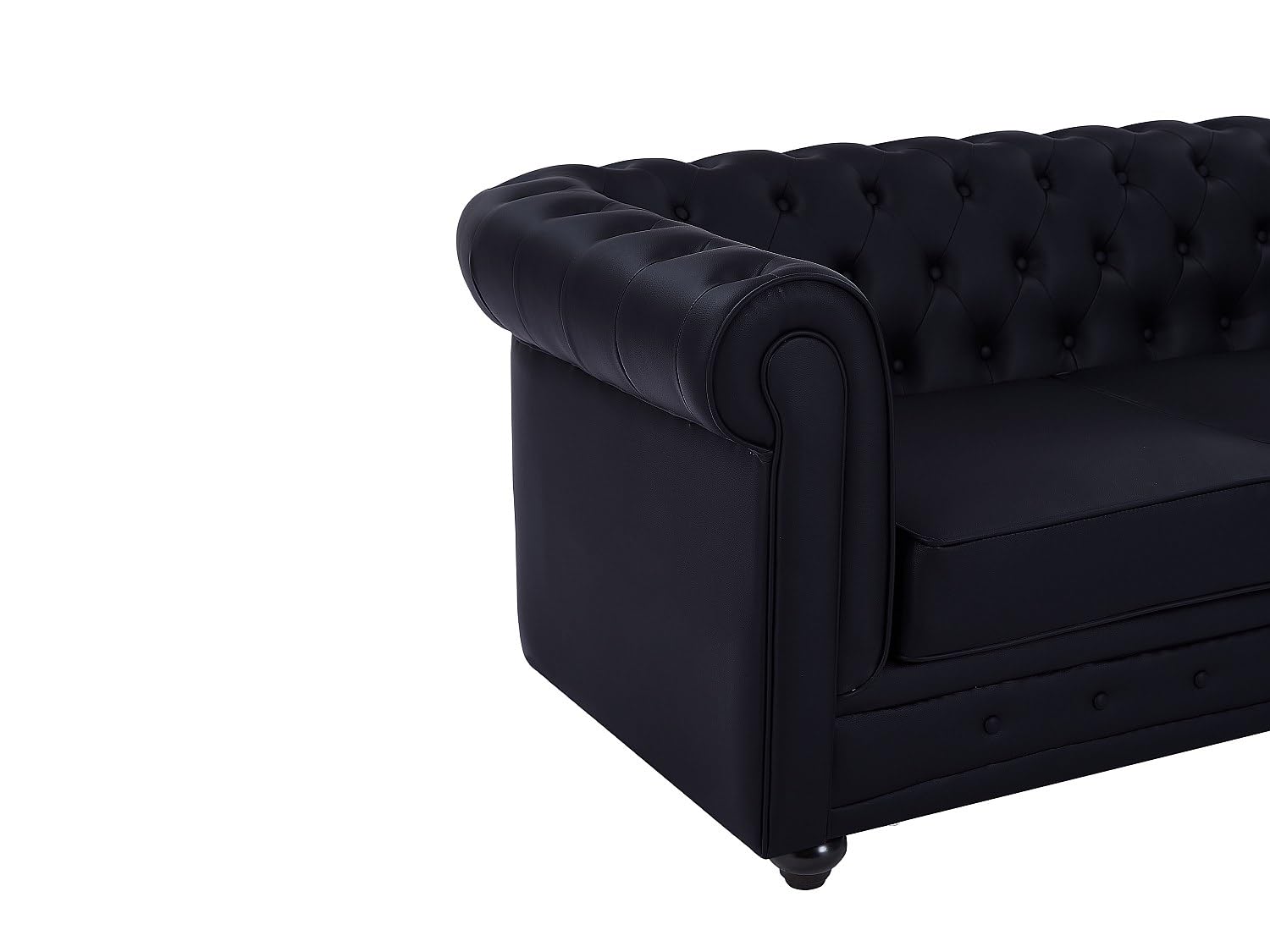 Vente-unique - Canapé 2 Places en Simili Noir Chesterfield