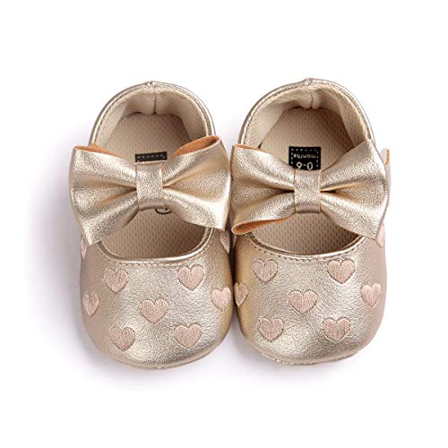 RVROVIC Baby Girls Shoes Soft Sole Mary Jane Flats Princess Dresses Shoes PU Cute Bow Prewalker2