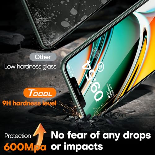 Image of TOCOL for iPhone 11 Pro Screen Protector 9H Hardness Military Grade Shatterproof HD Tempered Glass Full Coverage Easy Installation Case Friendly 2 Pack