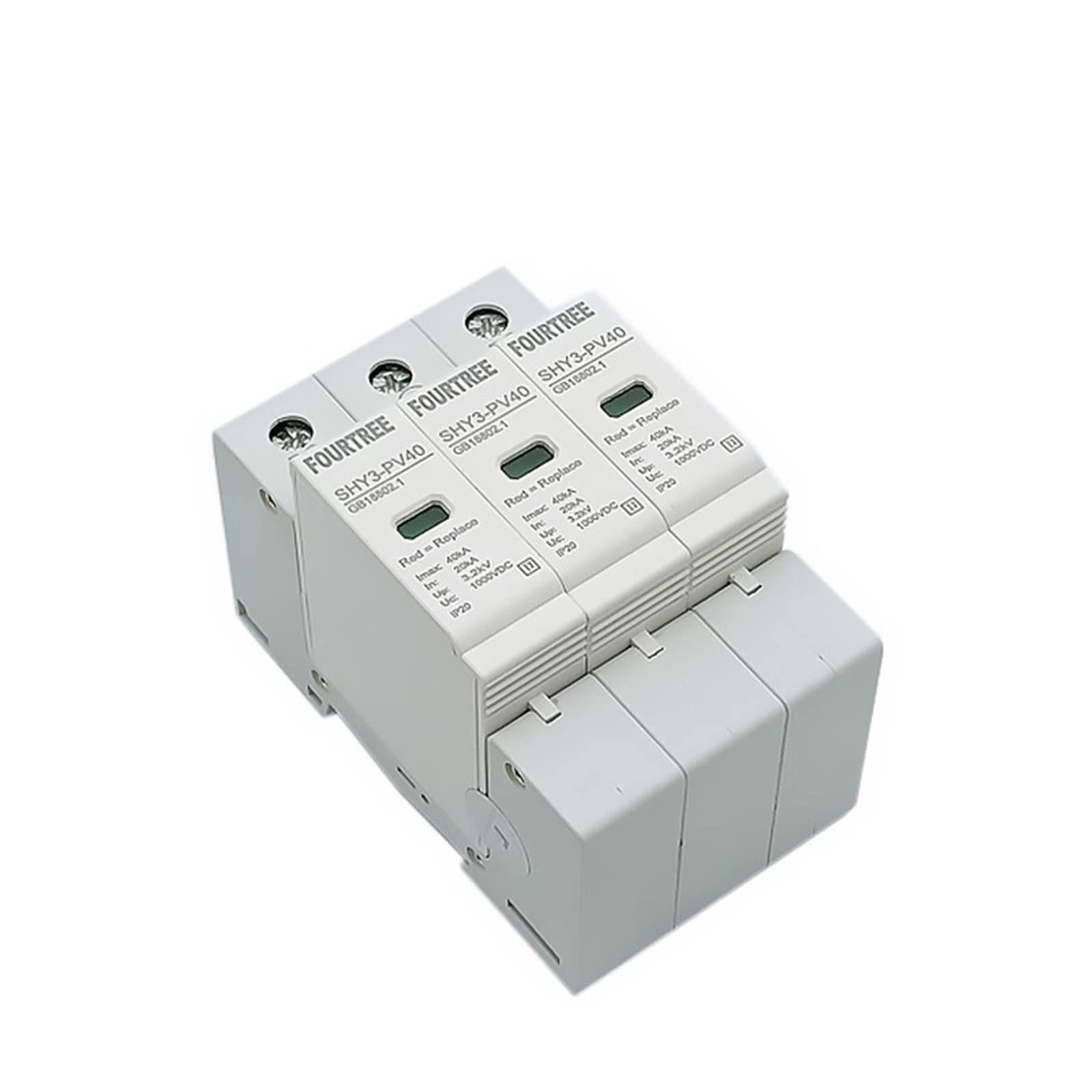 1 szt. Osłona przeciwprzepięciowa DC SPD 3P 500V 600V 800V 1000V Zewnętrzny ogranicznik zasilania 10-20/20-40/30-60KA (rozmiar: DC 500V, kolor: 30-60KA)