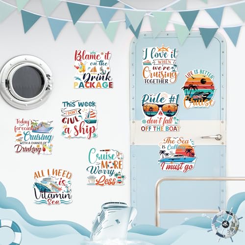 Image of Dazoratix Retro Cruise Door Decorations - 9 Pcs Large Ship Cabin Anchor Magnetic Essentials Funny Magnets Stickers Stateroom Decals for Summer Carnival Party Holiday Accessories Refrigerator Car Decor