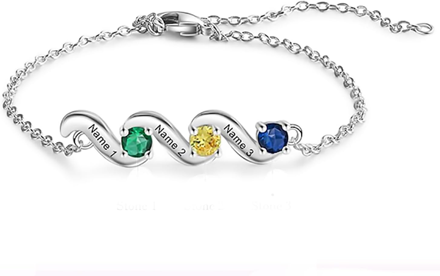Personalized Infinity Birthstones Bracelet Anklet for Women Mom Wife Girlfriend,Sterling Silver Custom 2-5 Birthstones Ankle Bracelet Engraved Name Jewelry Gift for Birthday Christmas Day
