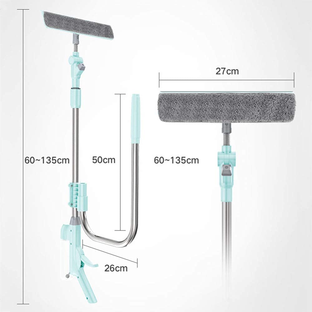 Pulitore per tergivetro Professionale per finestre, tergipavimento per Doccia 2 in 1 con Asta di prolunga, Strumenti per la Pulizia del Vetro per Asta per Finestra Alta Interna/Esterna