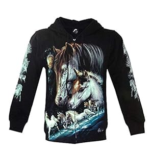 CABALLO capuchonpullover met capuchon, fleece, met zakken voor dames en heren, lange mouwen, met opdruk van caval in…