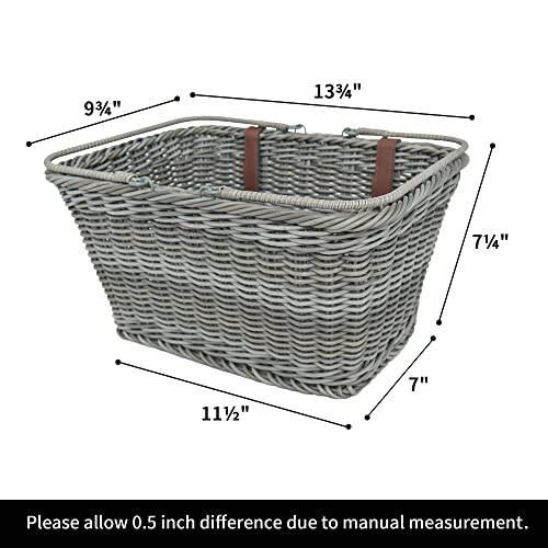 GRANNY SAYS Bicycle Basket Front Handlebar, Wicker Bike Baskets for Adult Bikes, Hand Woven Rectangular Basket, Waterproof Bike Basekts, Women Bicycle Beach Cruiser Accessories, Picnic Baskets