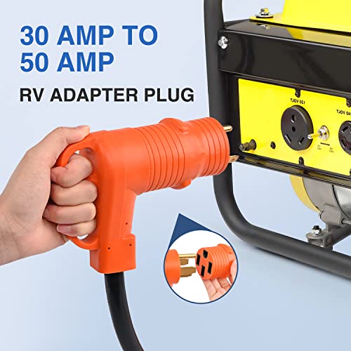 Image of Nilight 30 Amp to 50 Amp RV Power Adapter TT-30P to 14-50R | 3 Prong 125 /250 Volt Heavy Duty Converter 30A Male Plug to 50A Female Receptacle for Camper Caravan Trailer Generator