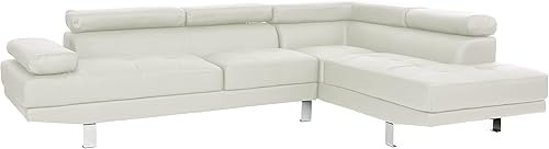 Poundex 2 piezas de sofá seccional derecho de piel sintética, surtido en blanco