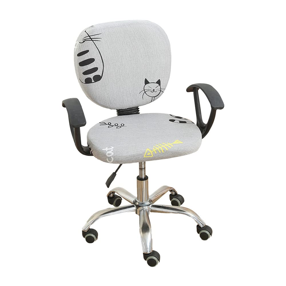 Highdi Funda para Silla de Oficina 2 Piezas,Desunido Extraíble Funda para Silla Giratoria Cubierta de Sillas,Elastica Fundas Sillas de Ordenador Protectora de Sillas para Gaming (Hueso de Pescado)