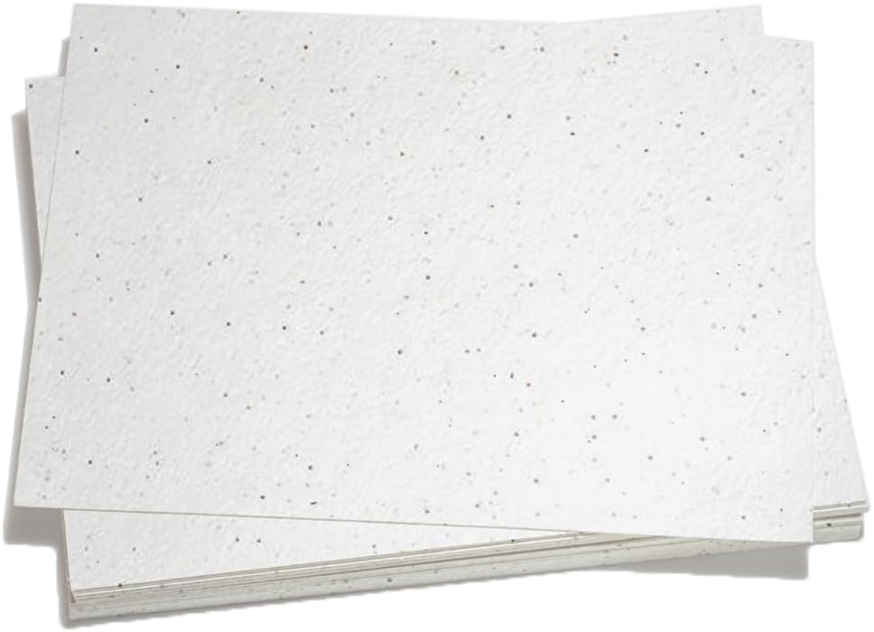 Green Field Craft Seed Paper - (10 Pieces) Wildflower Tree Free Sustainable Plantable Sheets for Art, Weddings, Birthdays, Bridal Showers, Life Celebration Favors (Basil White)