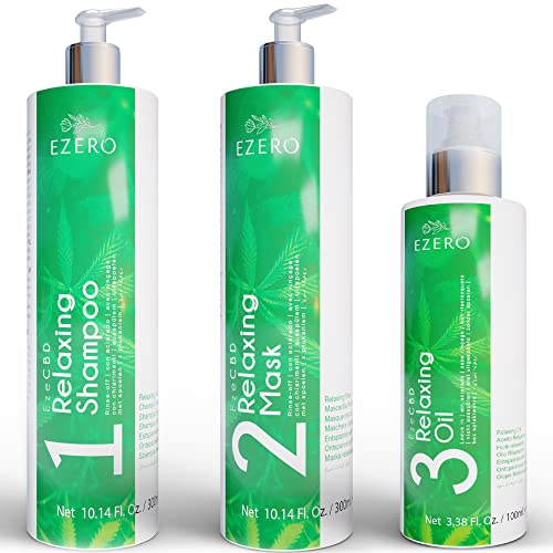 Ezero Tratamiento Hidratante Cabello Con Aceite De Cáñamo Incluye Champú Pelo, Mascarilla Pelo Y Aceite Sin Aclarado Con Ácido Hialurónico, Aceite De Babasú Y Extracto De Té Verde