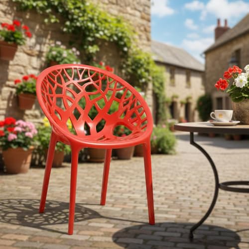 Image of SkyGlamour Neelkamal Crystal Plastic Chair|Chairs for Home, Living Room, Garden, Balcony,Indoor&Outdoor Use|Color: Red, Pack of 1