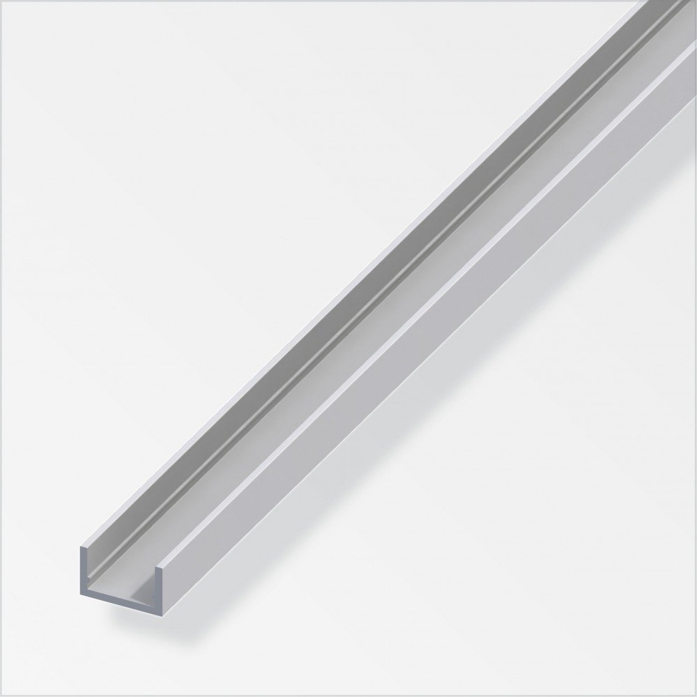 U Profile 1m x 10mm x 19.5mm - Silver Anodised Aluminium