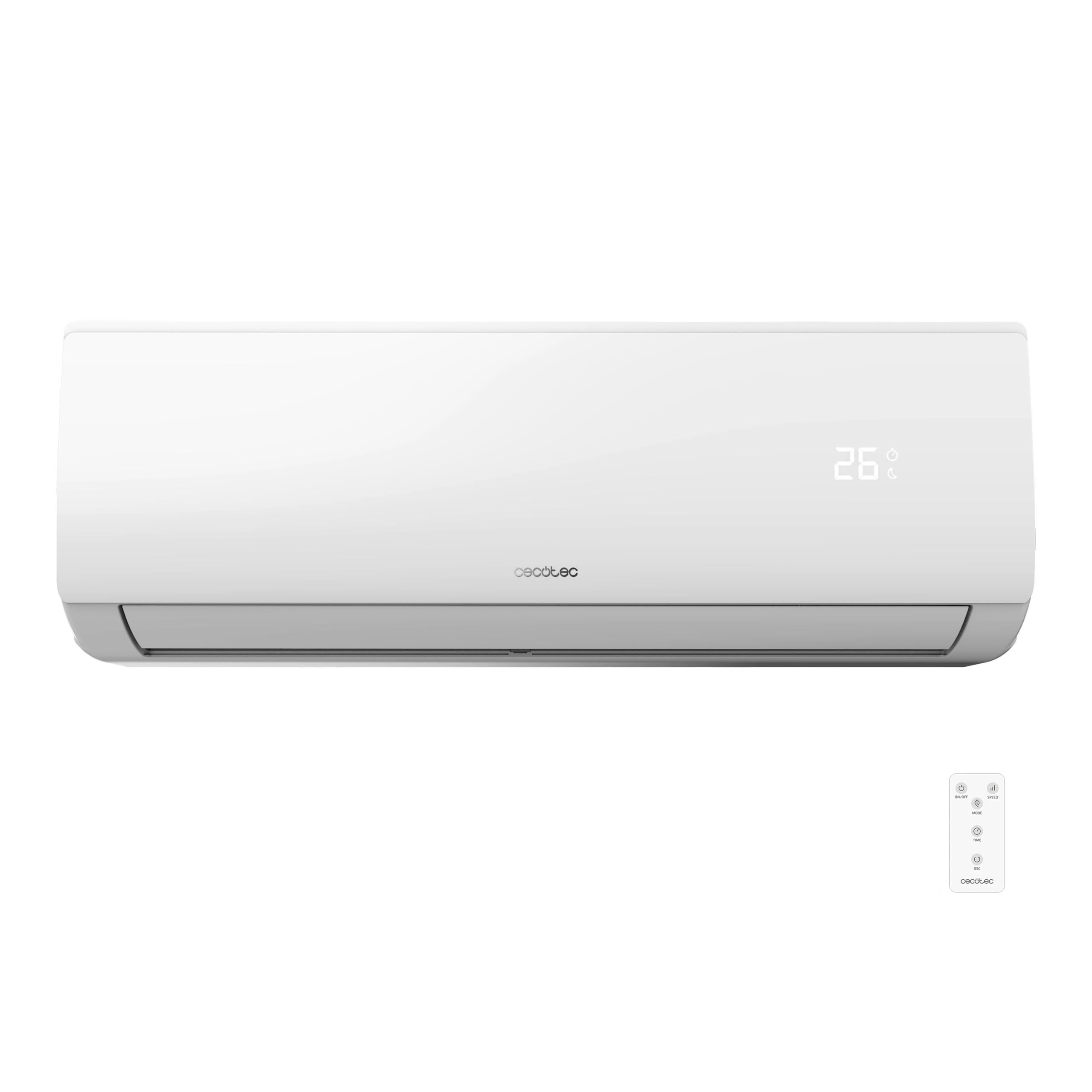 Cecotec Aire Acondicionado Split AirClima 9000 Smartfresh. 9000 BTU, Motor DC, Bomba de Calor, Mando a distancia, Pantalla LED, Sistema Inverter, 5 Modos, 8 Velocidades, Cobertura 16 m2 + compresor