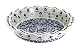 Blue Rose Polish Pottery - Blue Daisy Pie Plate - 10.5" Diameter - Ceramic Baking Dish, For Pies, Quiches & Desserts
