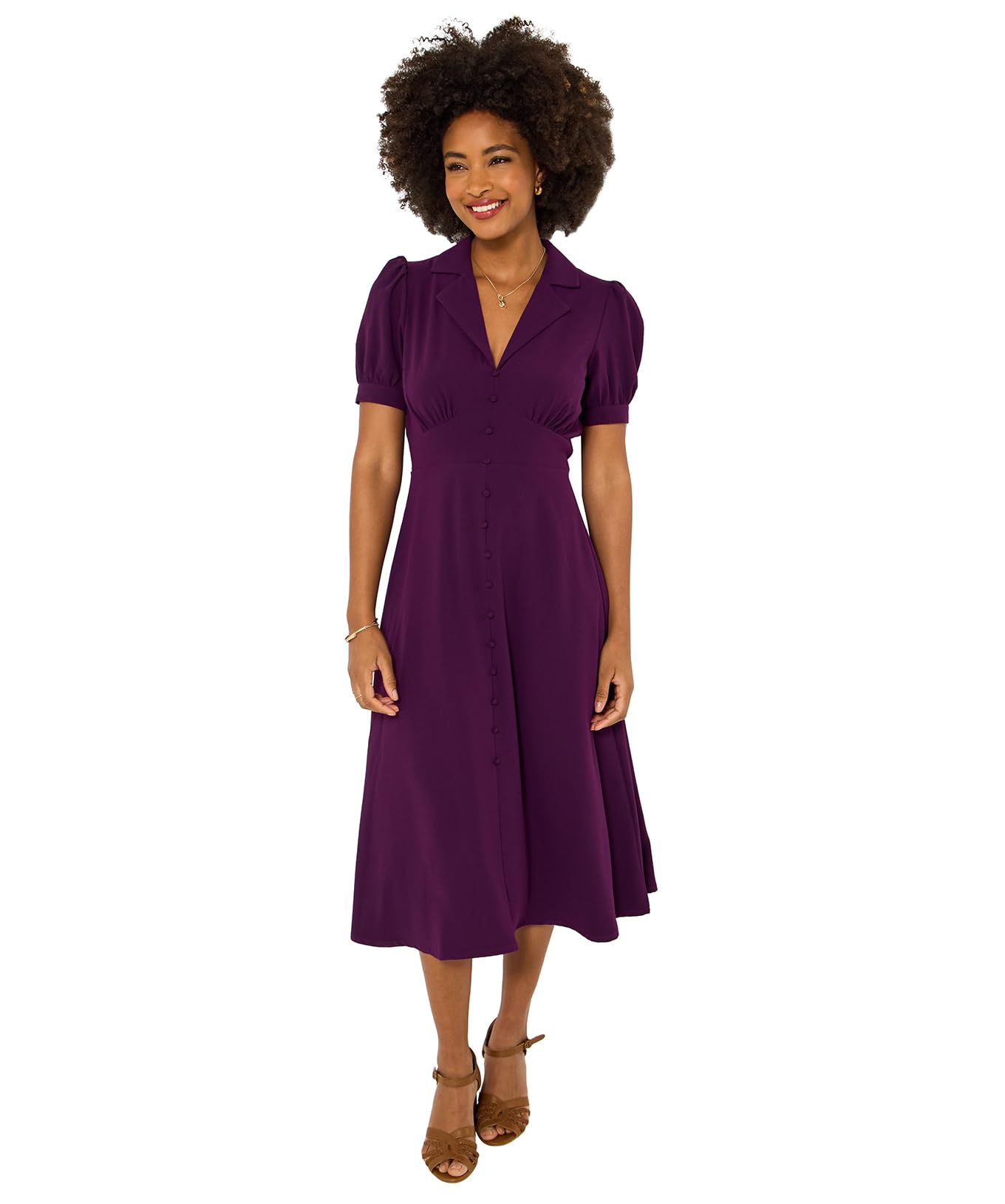 Joe Browns Women's Purple Vintage Inspired Tea Dress In Size 20