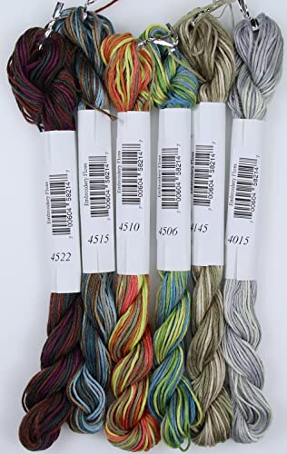 Image of KCS Big skeins of 25 Meters Size 25 Color Variegated Cross Stitch Stranded Threads,6 skeins,07