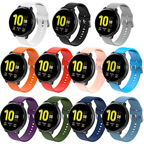 Simpeak [11 Pack] Bands Compatible with Galaxy Watch Active/Active 2 40mm 44mm, 20mm Replacement Bands Compatible for Galaxy Watch 42mm/Watch 3 41mm, Large Size, 11 Colors