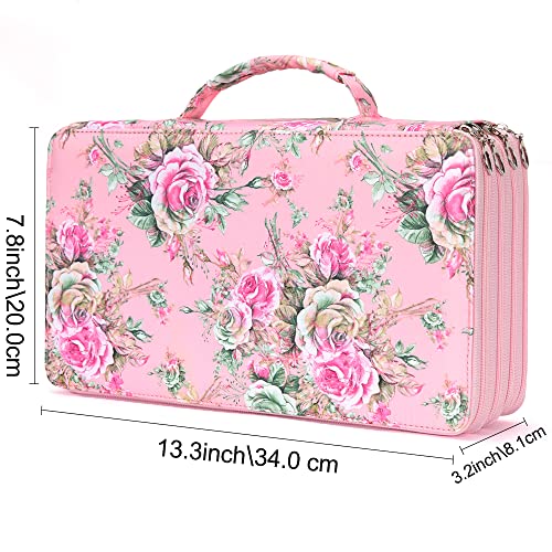 Image of Vomgomfom Large Capacity Pencil Case - Zipper Closure Twill Fabric Case for 300 Colored Pencils or 200 Gel Pens, Artist Organizer (Pink Rose)